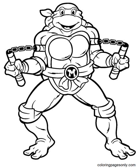 ninja turtles coloring page|mikey ninja turtle coloring page.